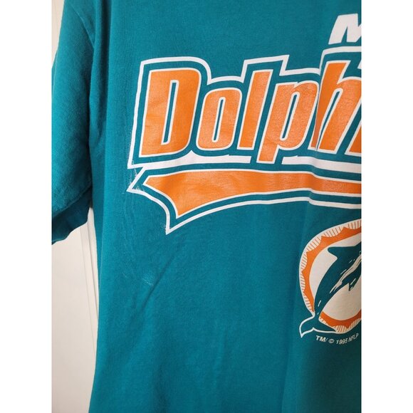 VTG 95 Starter Miami Dolphins NFL Graphic T-Shirt L Teal Cotton Made In USA - Picture 3 of 7